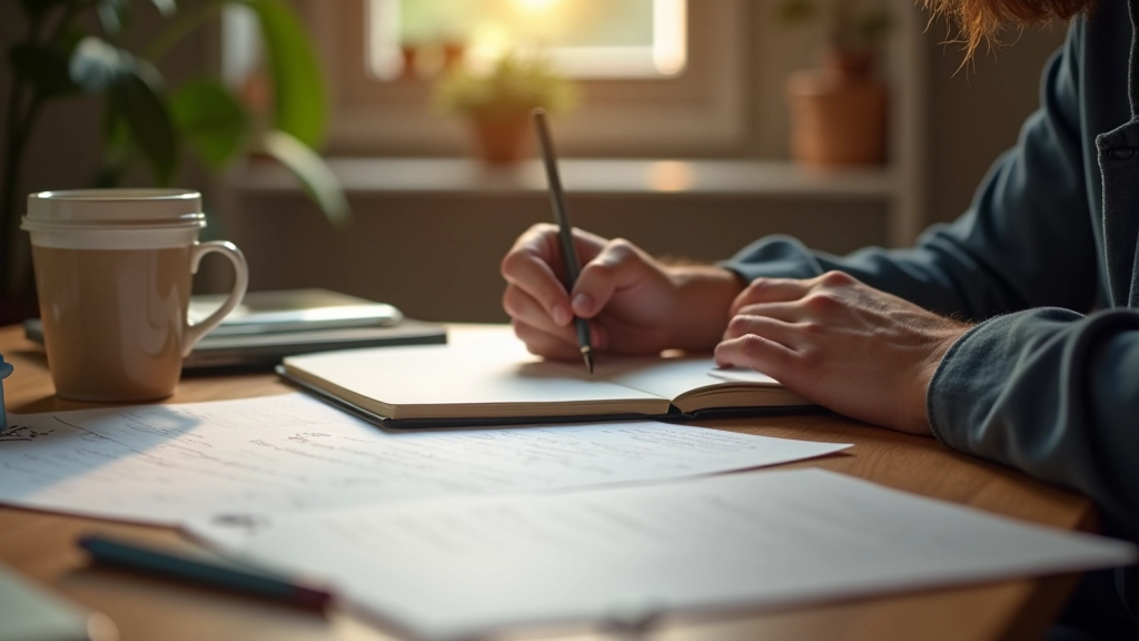 Mano che scrive su un quaderno con lista di strategie per il rilancio della campagna