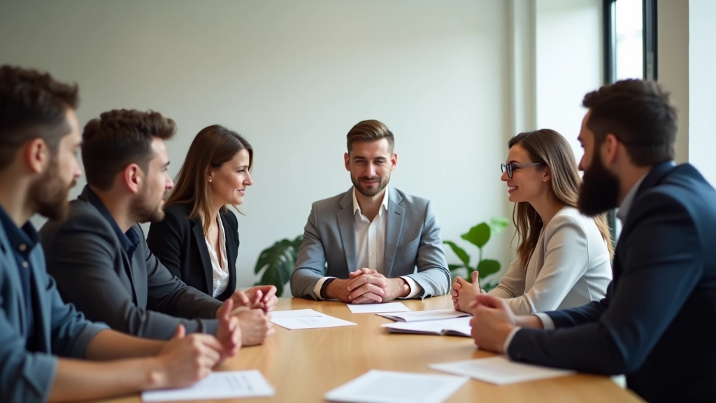 Riunione di team che discute strategie di coinvolgimento, persone sedute attorno a tavolo con appunti e grafici